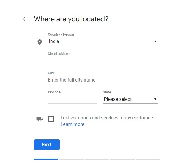 Enter location in GMB