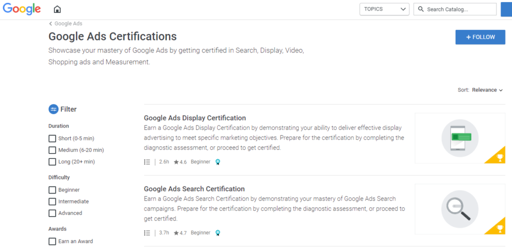 Free Google Ads Certifications