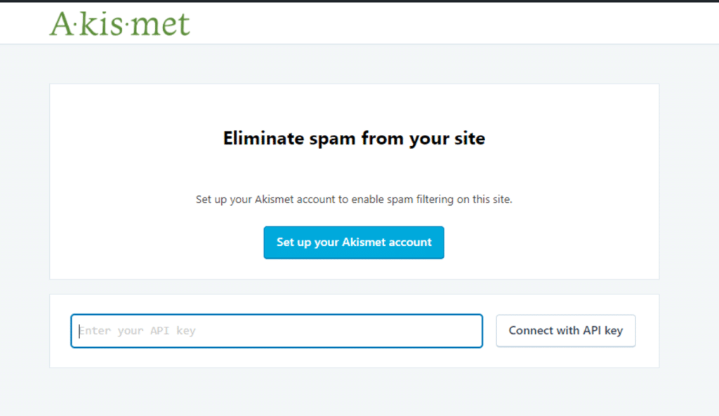 Akismet Enter API key