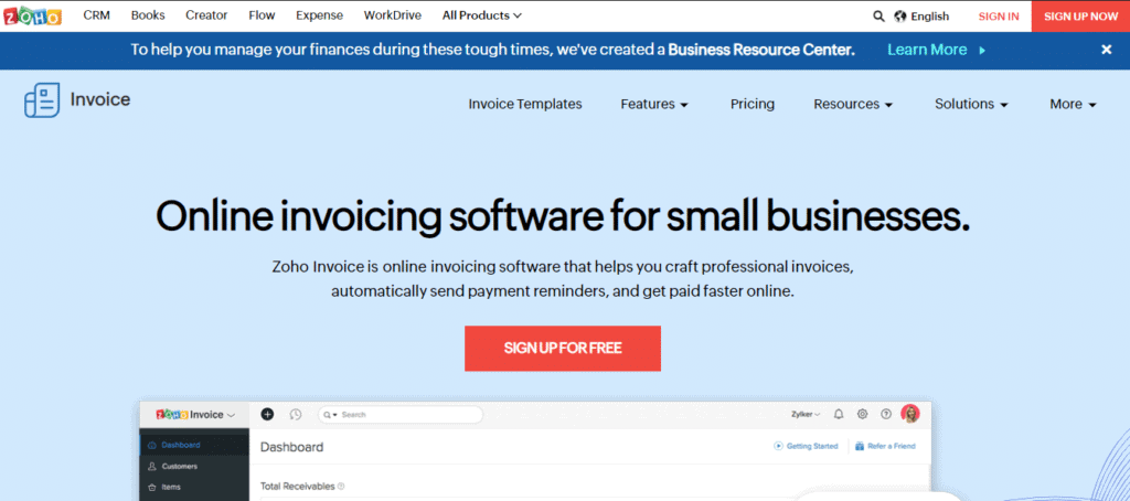 Zoho Invoice Sign Up For Free